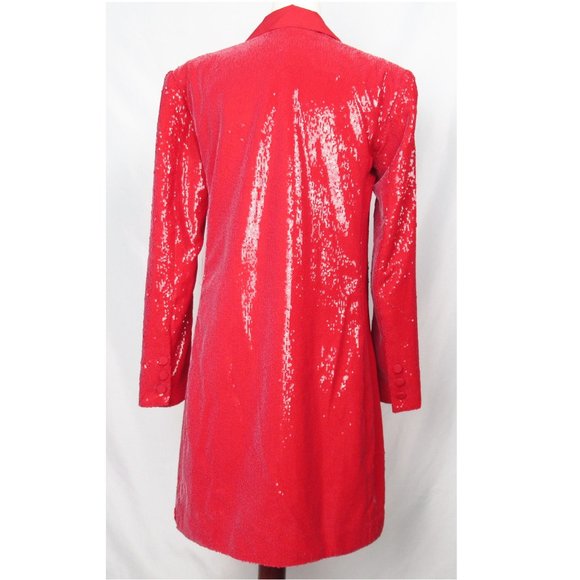 Anthropologie Maeve Sequin Blazer Dress Red - 2 Petite 2P - Picture 7 of 12